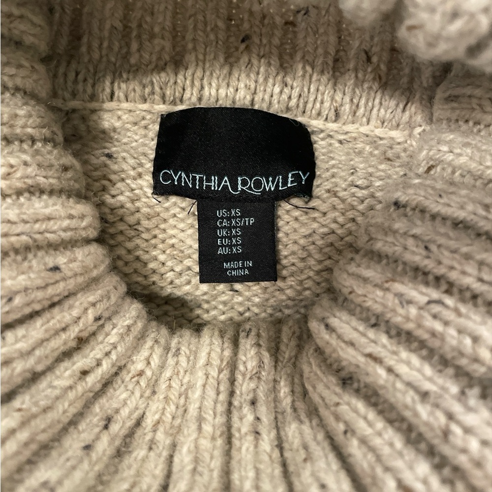 Cynthia Rowley Cowl Neck Sweater Wool Chunky Blend Oatmeal Color Size XS - Picture 4 of 10